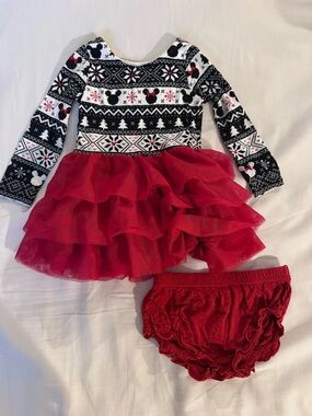 Little Sleepies Disney Mickey Fair Isle Tiered Tutu Dress with Bloomer
